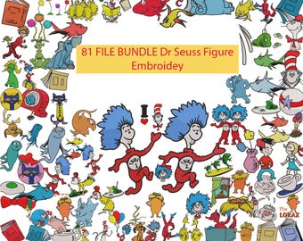 81 DATEI Bundle Dr. Seuss Figur Stickdatei, 7 Größen, Instant Download