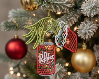 FSL Ornament Weihnachten Dr Pepper Ohrringe Stickmuster Instant 3 Größe Download
