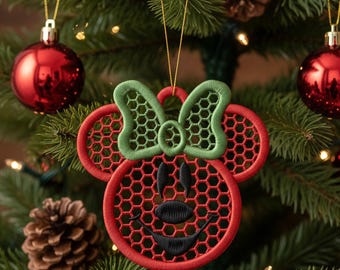 FSL Christmas Mouse Freestanding Lace Earring Embroidery Design (Digital Download)