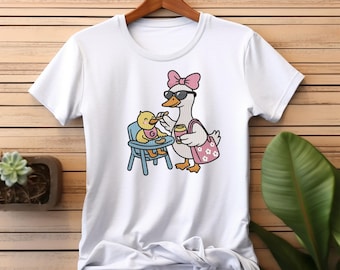 Happy mealtime with my little duckling Embroidery,Duck Mom Embroidery Design (Digital File)