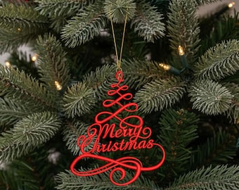 FSL Merry Tree Christmas Ornament - freistehende Spitze Maschinenstickerei Designs Instant Download 3size