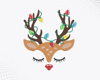 Weihnachten Rentier Stickdatei, Rentier Stickdatei, 8 Größen Sofort Download