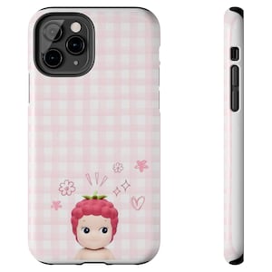 Sonny Angel Pink Gingham Phone Case, Sonny Angel y2k Case, Sonny Angel Pink Protective Phone Case, Sonny Angel Aesthetic Case