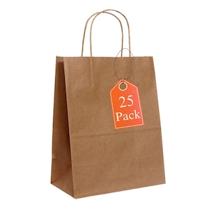 Saan-Pack | 8 X 4.5 X 10.25 Inch | Paper Gift Bags With Handles | Medium Size | Use as Party Favor Bags, Goody Bags or Merchandise Bags.