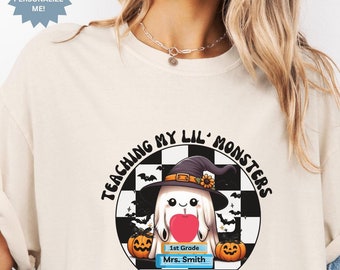 Personalized Ghost Teacher Halloween Shirt, Comfort Colors Tee