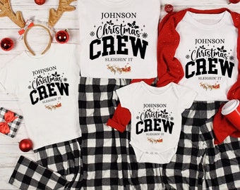 Personalized Family Christmas Crew T-Shirts: Matching Holiday Tees