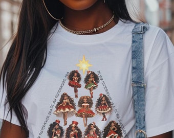 Nutcracker Era Christmas Shirt: Black Women Holiday Tree Design