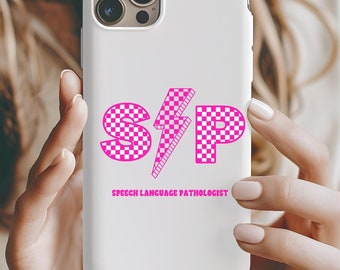 SLP Phone Case: Pink Checkerboard Speech Therapist Gift