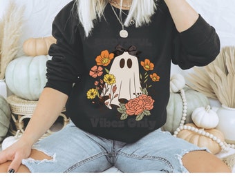Retro Ghost Halloween Sweatshirt, Spooky Season, Gift
