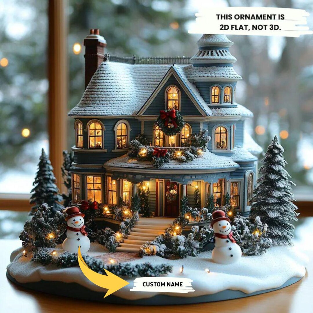 Christmas 2D FLAT Snow House, Miniature Winter Home With Lights and ...