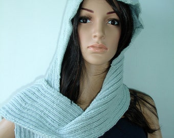 Kitty Hood Scarf with pockets - ready to ship