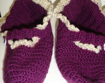 Purple crocheted adult booties - ready to ship