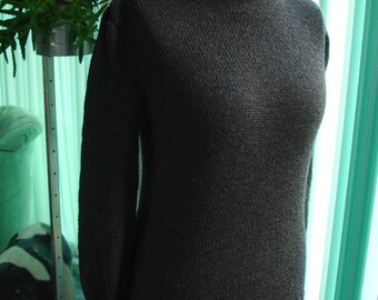 charcoal gray cashmere and wool turtle neck sweater - ready to ship