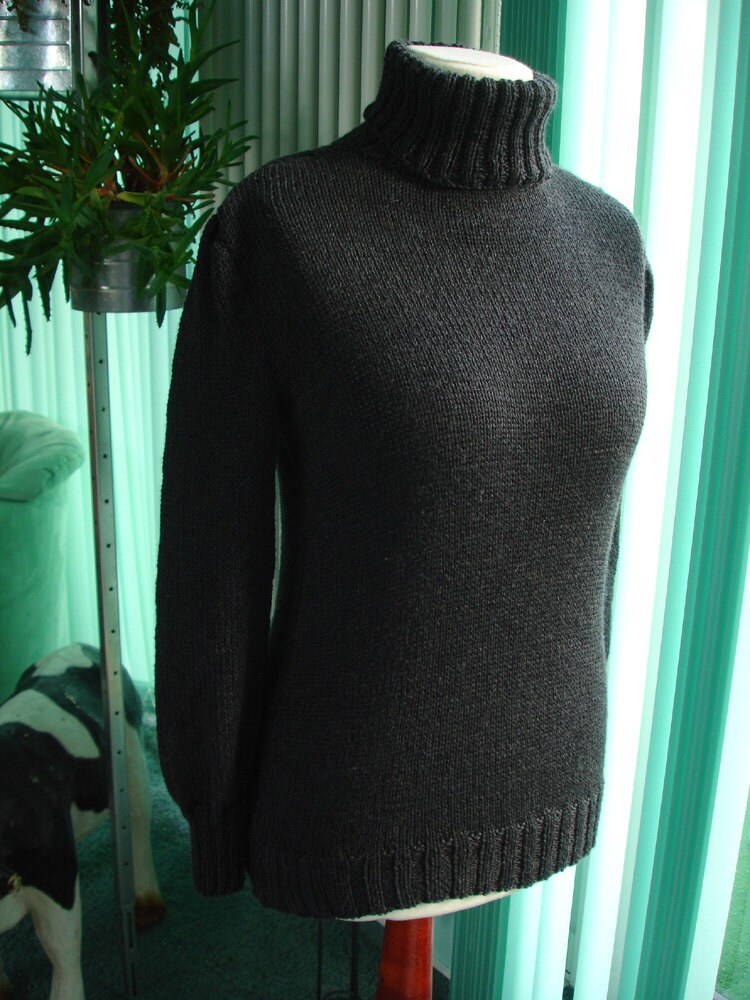 Charcoal Gray Cashmere and Wool Turtle Neck Sweater Ready to - Etsy