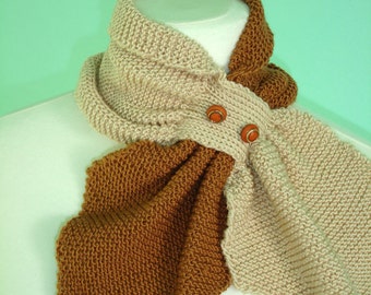Bicolor Scarflette in cream and brown - ready to ship