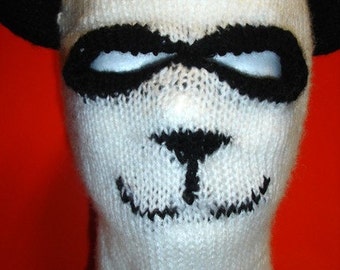 Custom Knit Panda Ski Hat / Mask Adult size