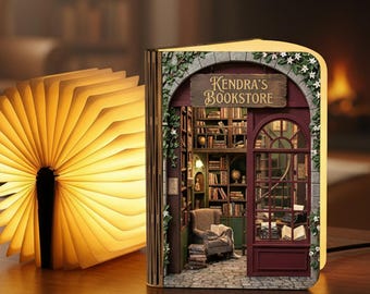 Custom Name Your Own Little Bookstore Light Folding Magnetic Table Lamp, Personalized Book Lamp Reading Book Lover, Bookworm Decor Gift