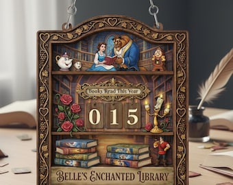 Enchanted Library Books Read This Year Tracker, Bookworm Reading Goal Counter Sign, Princess Castle Bookshelf Decor, Gift for Book Lovers