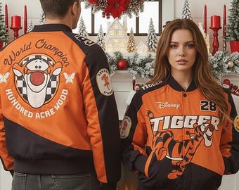 Vintage 90's Disney Tigger Embroidered Denim Varsity Bomber Jacket