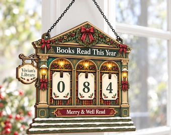 Custom Name Books Read This Year Counter, Personalized Christmas Home Library Sign, Holiday Books Read Tracker, Cozy Book Nook Decor