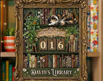 Custom Name Book Read This Year Counter, Personalized Reading Tracker Sign, Cottagecore Book Read Tracker, Book Lover Gift, Bookshelf Decor