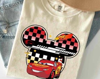 Lightning Mcqueen 95 Mickey Mouse Head Comfort Colors Shirt,Disney Cars Movie T-shirt, Cars Land Shirt, Disneyland Family Trip Matching