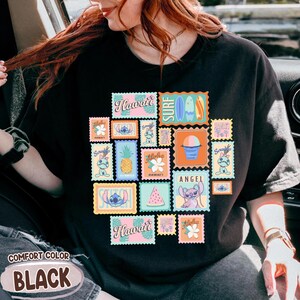 Disney Lilo and Stitch Inspired Stamps Shirt, Angel Stitch and Scrump Hawaii Vibes Tee, Beach Vacation Shirt, Disneyland Family Summer Trip image 12