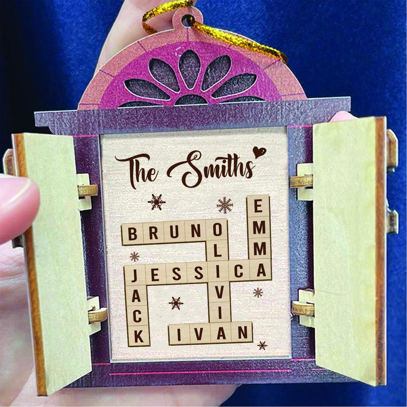 Personalized Family Name Crossword Puzzle, Scrabble Christmas Ornaments