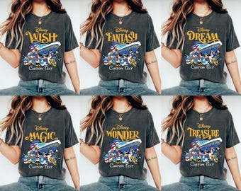 Custom Disney Cruise Line Mickey And Friends Comfort Colors Shirt, Wonder Fantasy Magic Wish Matching T-shirt, Disneyland Family Cruise Trip