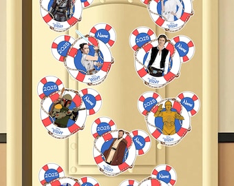 Personalized Star Wars Characters Mickey Lifebuoy Cruise Magnet, Disney Hollywood Studios Cruise Line Magnet, Galaxy's Edge Door Decoration