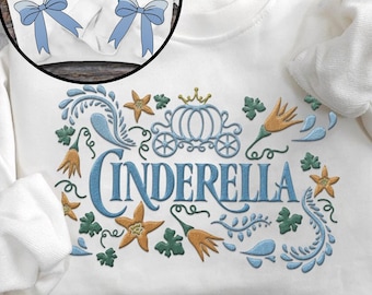 Sudadera con lazo lateral de Cenicienta bordada de 1950, camisa con bordado de princesas Disney, Parque Magic Kingdom, viaje familiar a Disneyland
