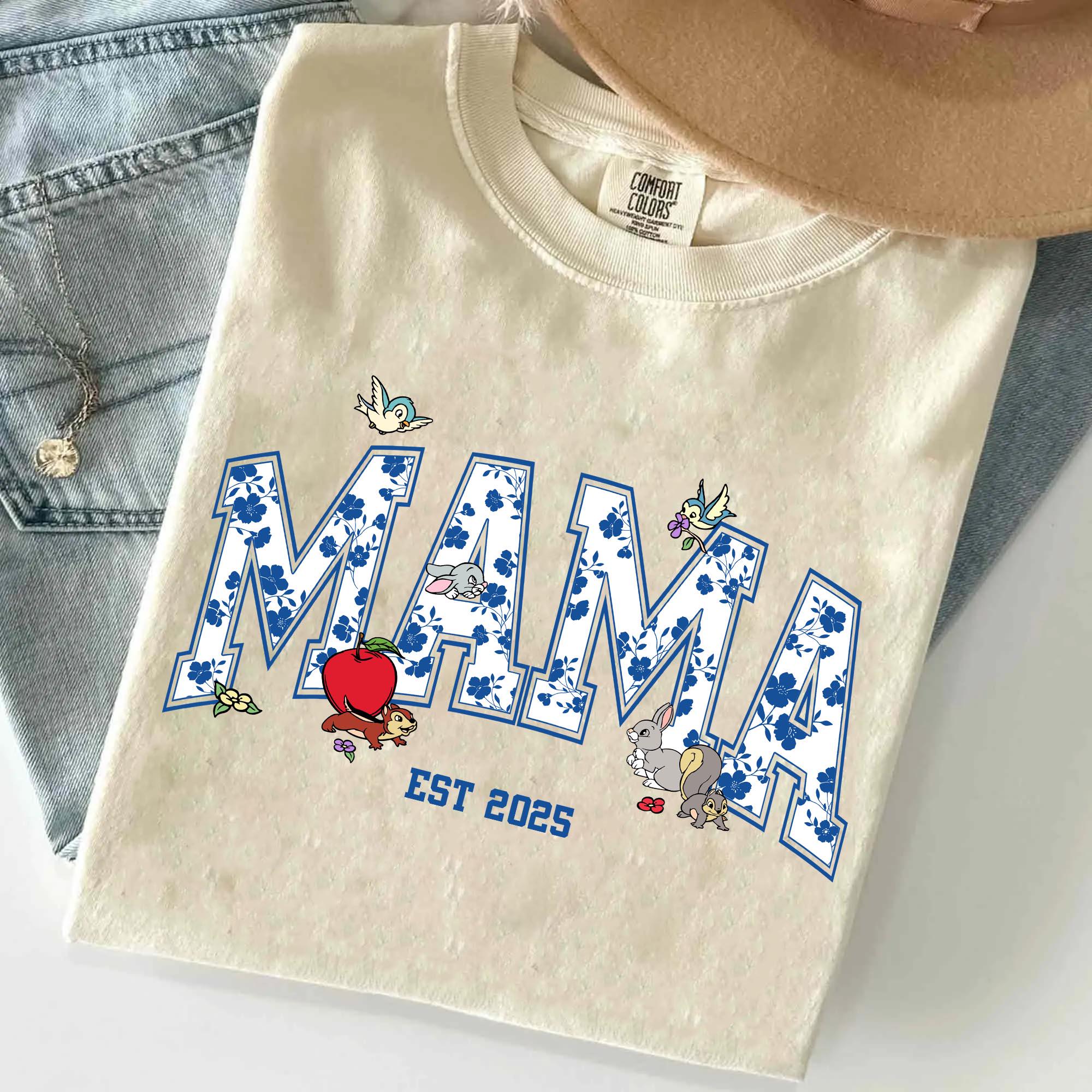 Disney Mama Snow White And The Seven Dwarfs Floral Comfort Colors Shirt, Disney Mom T-shirt, Mother's Day Gift For Mommy, Disneyland Trip