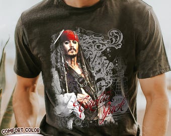 Camiseta gráfica del Capitán Jack Sparrow, camiseta de Piratas del Caribe de Disney, póster pirata vintage, regalo, aventura familiar en Disneyland