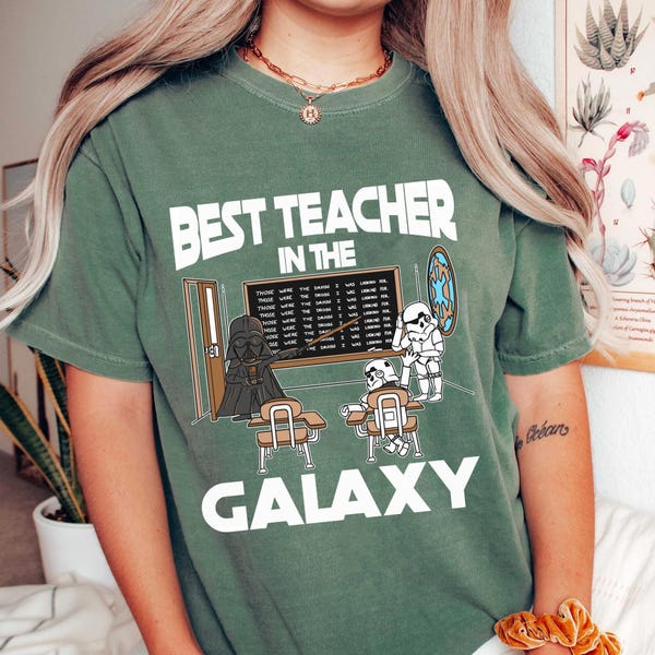 Darth Vader Those Were The Droids Classroom Doodle Best Teacher In The Galaxy Comfort Colors Tee, Star Wars Teacher's Day, Hollywood Studios