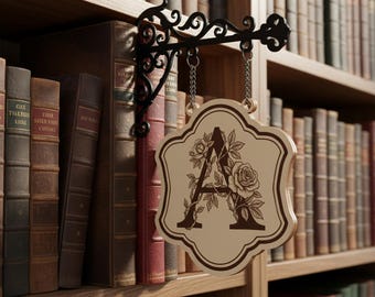 Custom Alphabet Bundle Book Tavern Library Sign With Wooden Tag, Library Divider Booktok Gift, Book Accessories, Library Bookshelf Sign