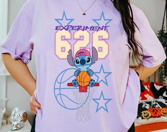 Funny Stitch Playing Basketball Shirt, Experiment 626 Game Day Tee,  Disney Sports Shirt, Disneyland Trip Outfit, Basketball Lover Gift
