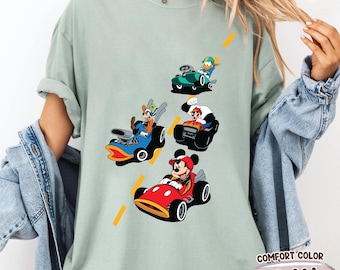 Retro Mickey And The Roadster Racers Shirt, Mickey Goofy Donald Pete Hot Doggin Hot Rod Tee, Racing Fan Gift, Disneyland Family Trip Outfit