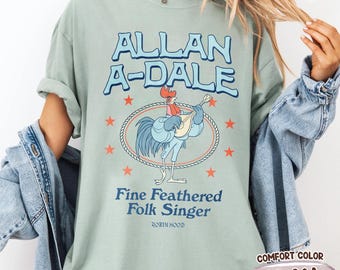 Vintage Disney Allan A Dale Fine Feathered Folk Singer Shirt, Robin Hood Character Tee, Disneyland Family Trip Outfit, Movie Fan Gift