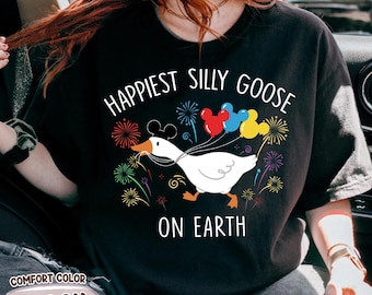 Funny Disney Silly Goose Fireworks T-shirt, Happiest Silly Goose On Earth Tee, Mickey Balloons Shirt, Disneyland Family Park Trip Outfit