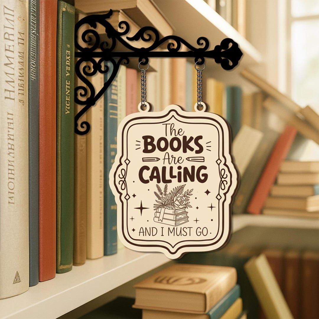 Vintage Book Tavern Library Sign With Wooden Tag, Custom Library Book ...