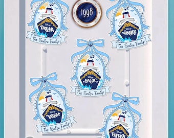 Personalized Disney Cruise Line Coquette Bow Magnet, Disney Wish Dream Magic Wonder Treasure Cruise Ship Magnet, Family Cruise Door Magnets
