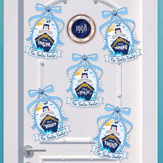 Personalized Disney Cruise Line Coquette Bow Magnet, Disney Wish Dream Magic Wonder Treasure Cruise Ship Magnet, Family Cruise Door Magnets