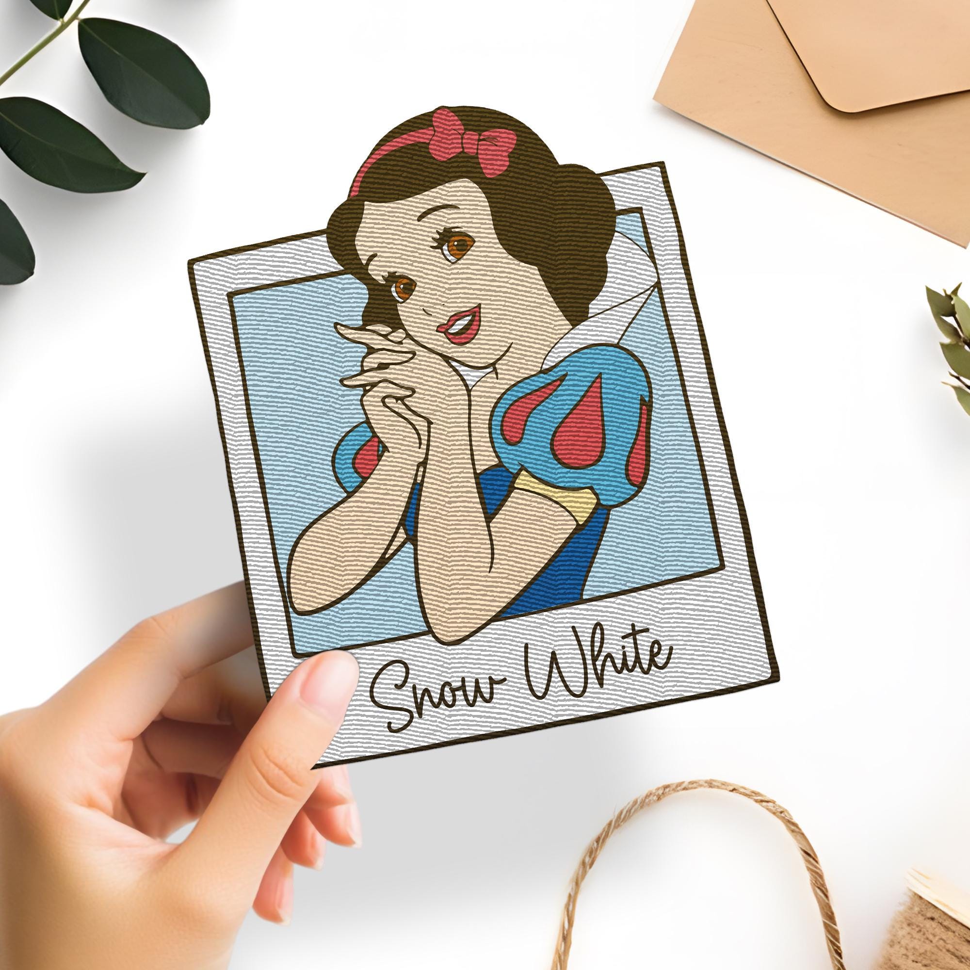 Embroidered Snow White And Seven Dwarfs Polaroid Patch, Disney Princess  Embroidery Patches, Funny Disney Patch For Backpack Clothing