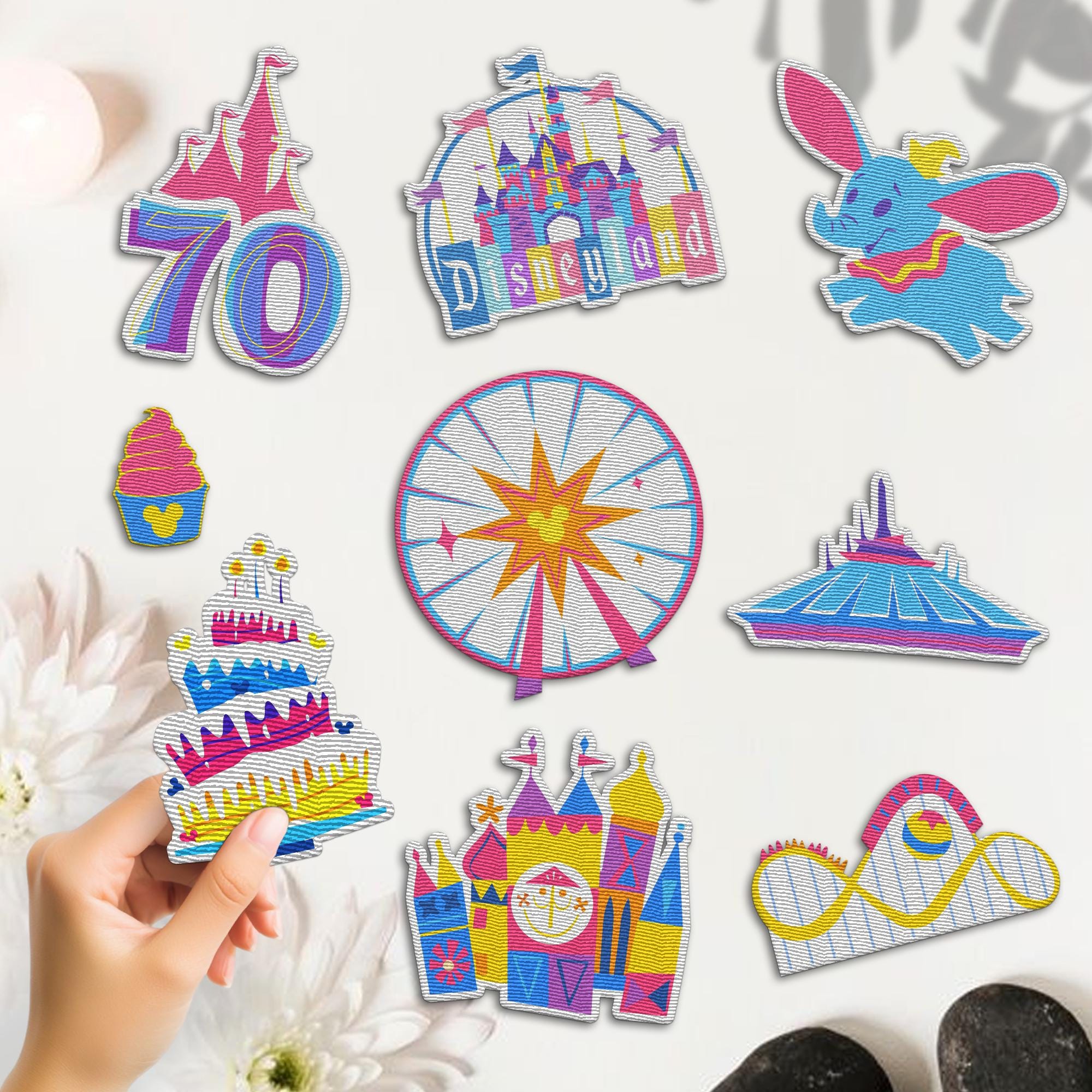 Embroidered Disneyland 70th Anniversary Patch, Disney Celebrate Happy Mickey Friends Embroidery Patch, Disney Patch For Backpack Clothing