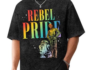 Star Wars R2D2 BB8 Rebel Rainbow Pride Mineral Wash T-shirt, Disney Pride Month Shirt, Gay Lesbian LGBT Support, Human Rights, Galaxy's Edge