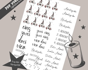 Candle tattoo Advent gnome - candle sticker - PDF - design candles - rub ons transfer - pdf - Christmas - Advent - -gnome - PDF template
