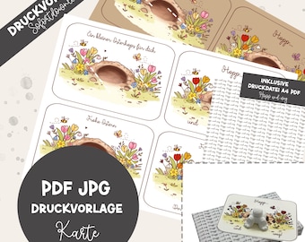 Druckvorlage Karte Hasenpopo | Ostern Printable PDF | DIY | Geschenkkarte Ostern | Hasenpopo| Minigeschenkidee zum ausdrucken| printable