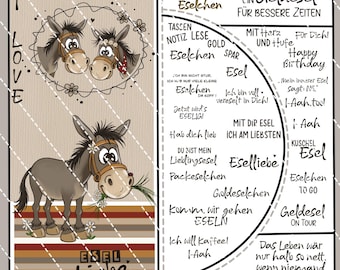 Digistamp Donkey Love PNG, Plotter, Sublimation, Cricut, DigiPaper, Silhouette HerzKreativchen Digiset Donkey