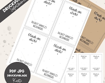 Biglietto stampabile | Credi in te stesso! Sei davvero speciale | PDF stampabile | Fai da te | Biglietto regalo | Mini idea regalo da stampare | Oca