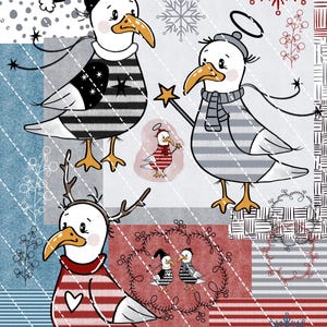 Digistamp Seagull PNG, Plotter, Sublimacja, Cricut, DigiPaper, HeartCreative, Zabawa, Rzemiosło, Urodziny, Plik, Sylwester